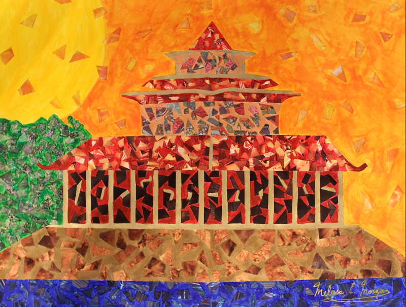 Magazine Clippings, Paint, Ink & Metallic Paint; 24" x 18"